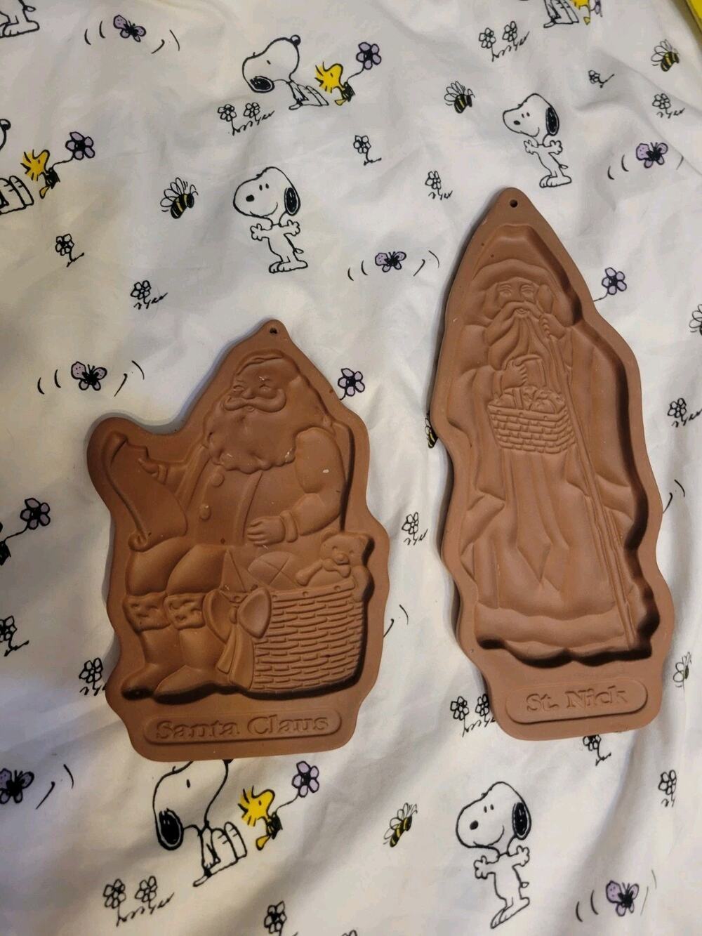 Vintage Longaberger Pottery 1992 & 1993 Santa Christmas Cookie Molds